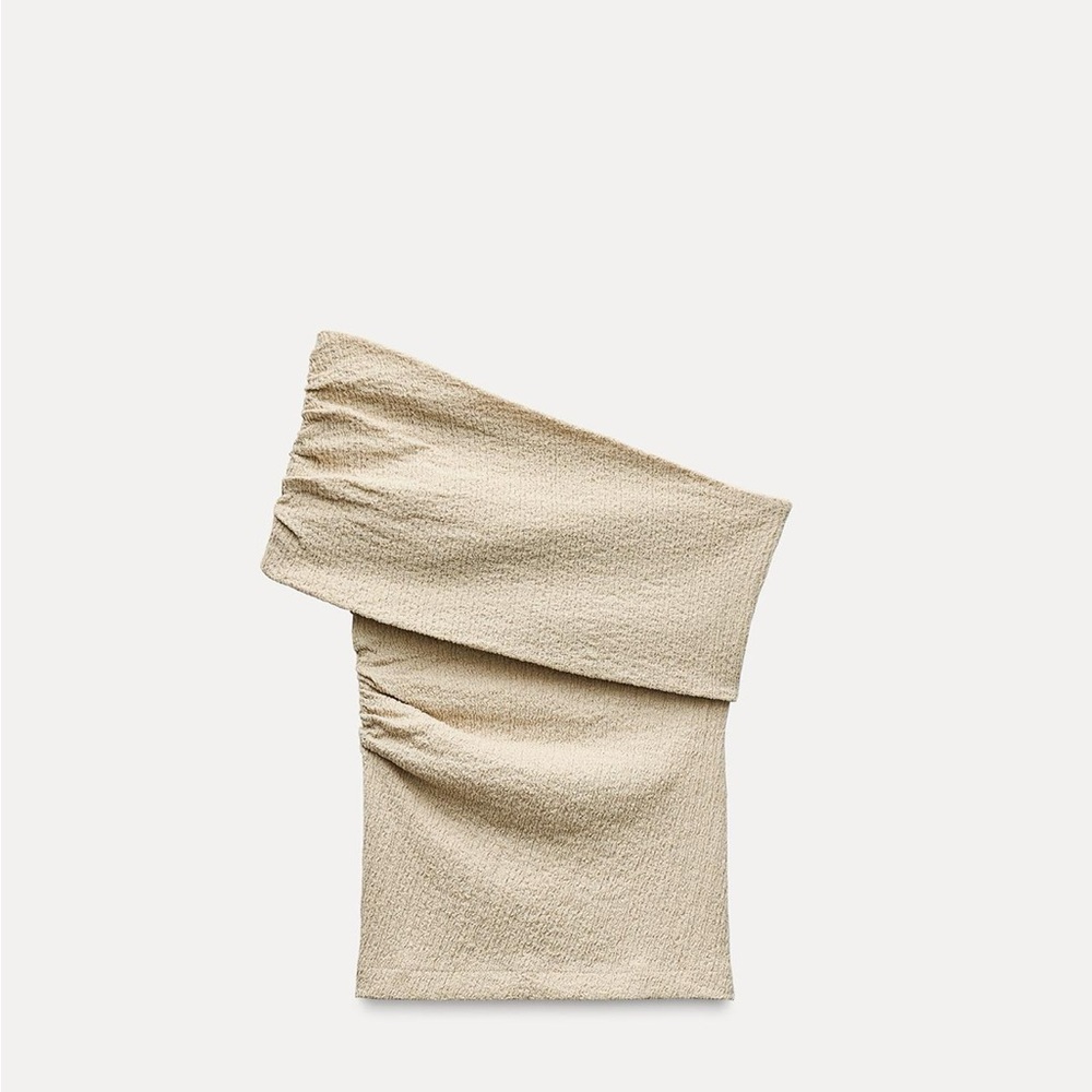 One-Shoulder Beige Top